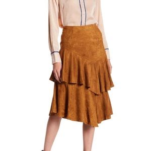 Ruffled Tiered Faux Suede Skirt